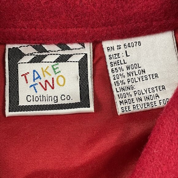Take Two Christmas Jacket Womens Large Snowman Wool Blend Red w/ Stars - Picture 3 of 8